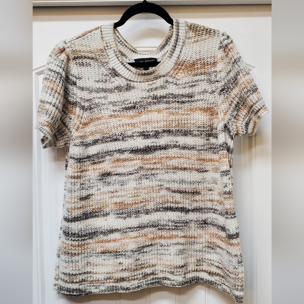 Lane Bryant Cream Tan & Grey Knit Sweater - Sz 22/24 - Picture 5 of 9